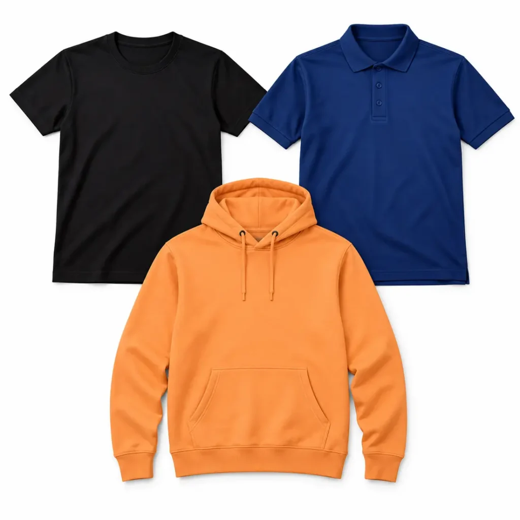 Conjunto de T-shirt, polo e sweatshirt com capuz