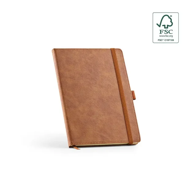 Caderno A5 premium — pedra, bambu ou efeito couro