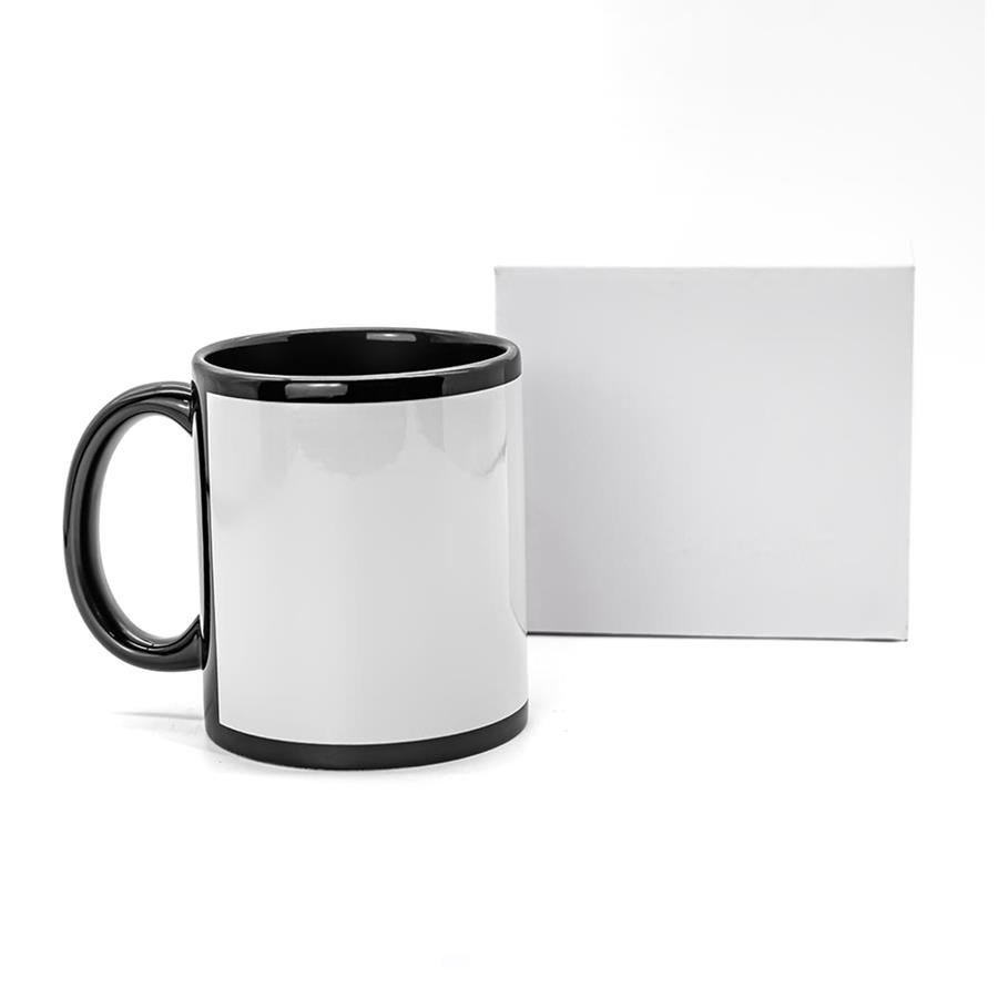 Caneca Preta Selo Branco 300 ml