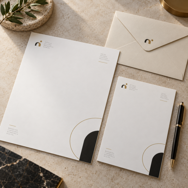 Papel timbrado personalizado — composição ilustrativa