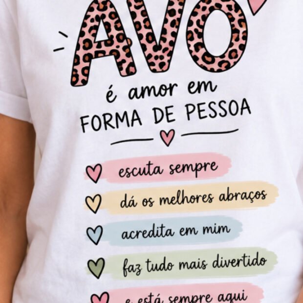 T-shirt Avó — Amor em Forma de Pessoa — exemplo da T-shirt branca personalizada The Cat’s